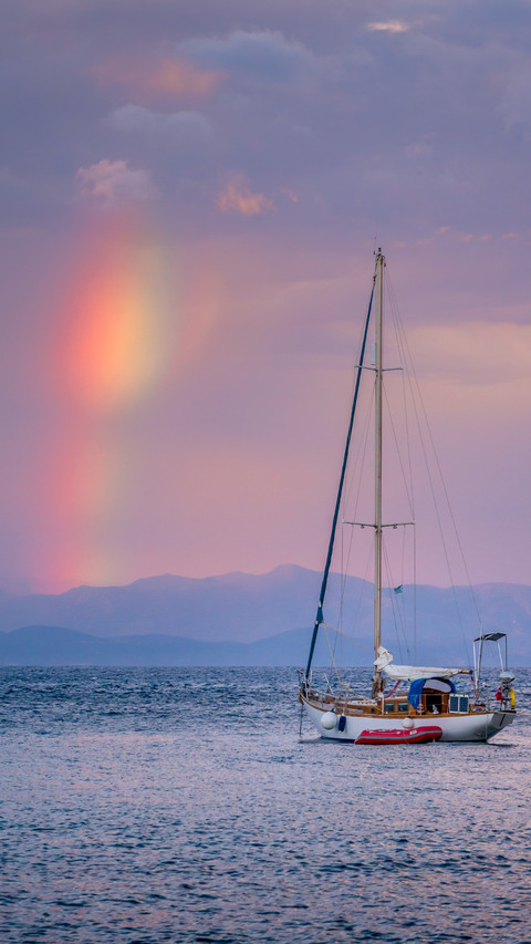 Twilight Rainbow Sea View of Paxos Island screenshot