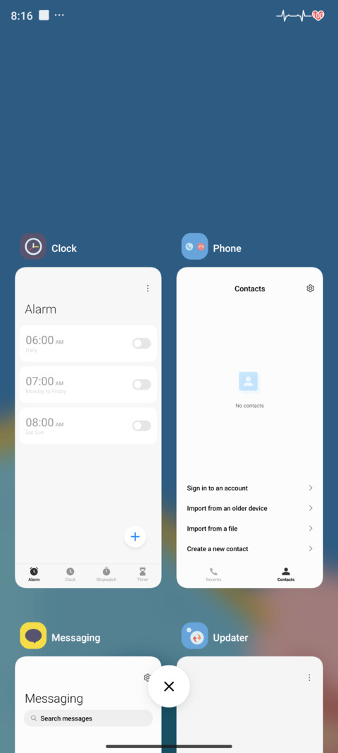 Simple blue screenshot