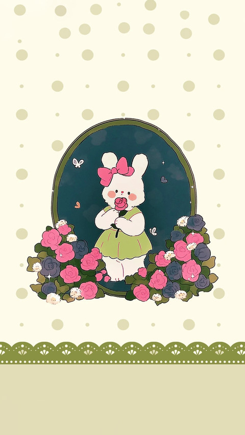 可爱兔子贴纸壁纸-锐景创意 screenshot