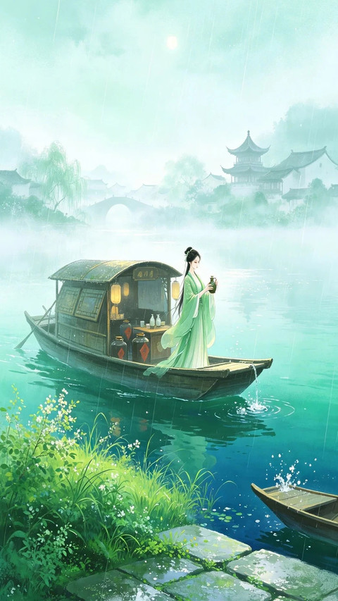 古风绿色壁纸-锐景创意 screenshot