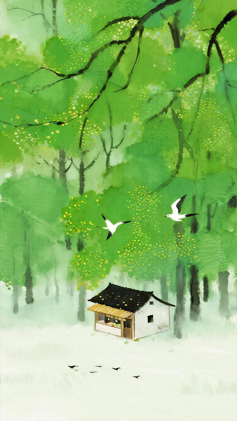 绿色国风绘画-锐景创意 screenshot