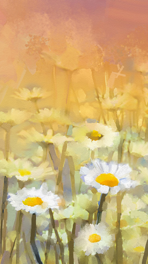 Flowers in spring oil painting colors screenshot
