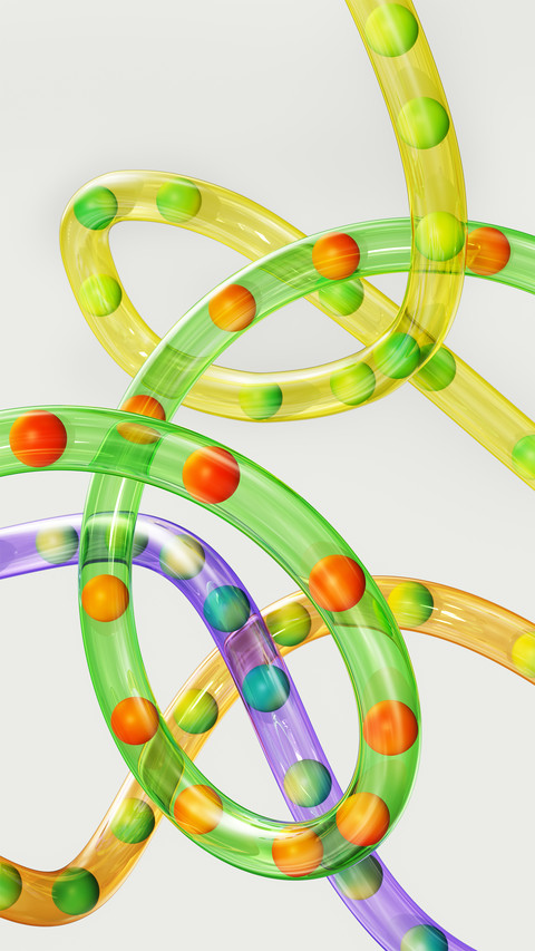 Different small balls in the pipe screenshot