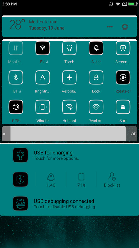 Black Teal UI screenshot
