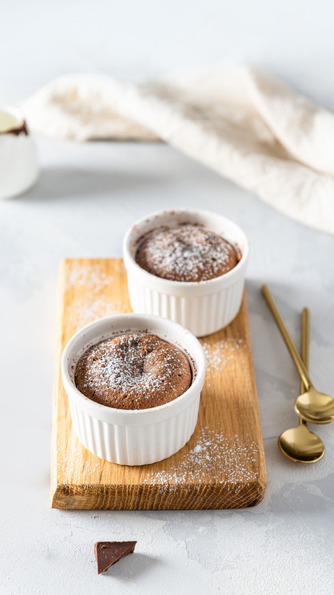 Warm Chocolate Lava Cake with sugar powder in ramenkins screenshot