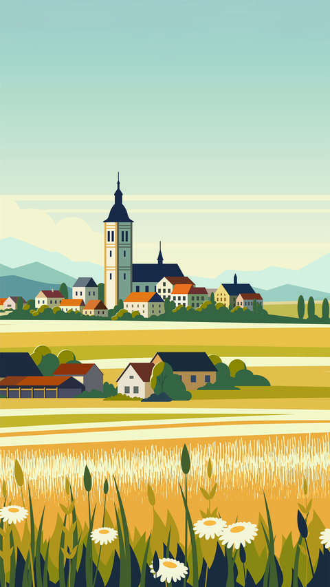 Countryside landscape vector illustration screenshot