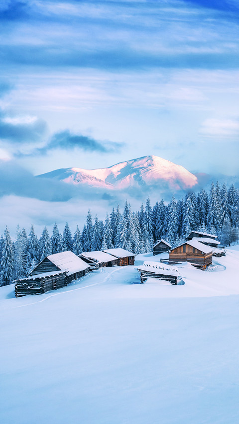 Wooden House in Winter Forest screenshot