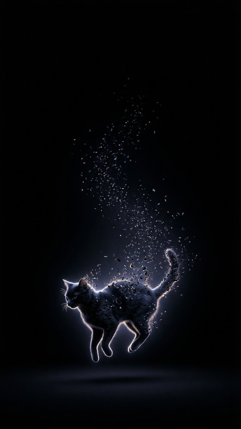 Mystical Floating Black Cat Particles screenshot
