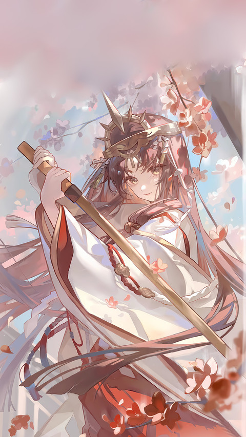 风与花中的少女剪影 screenshot
