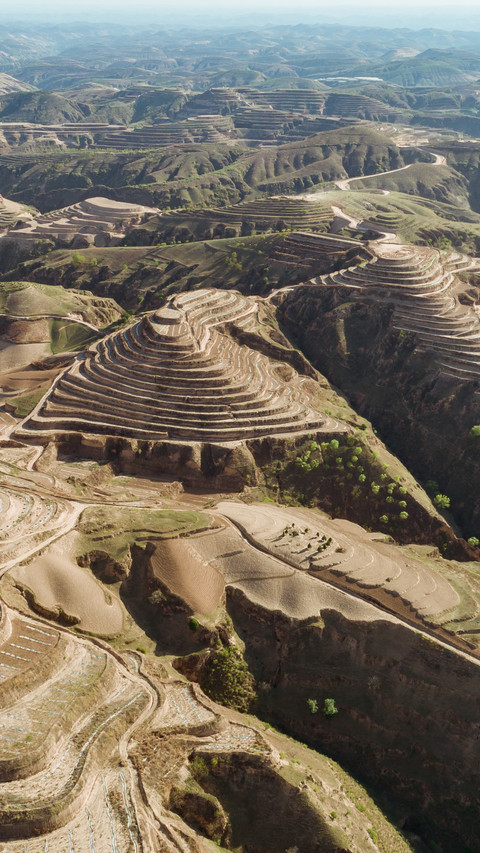 The terraced fields of loess are layered and picturesque screenshot
