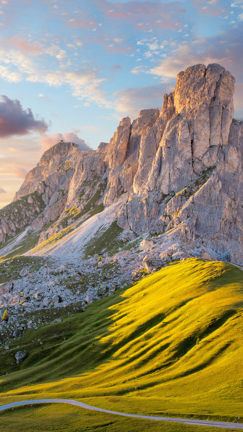 Fantastic sunset landscape, alpine pass and high mountains screenshot