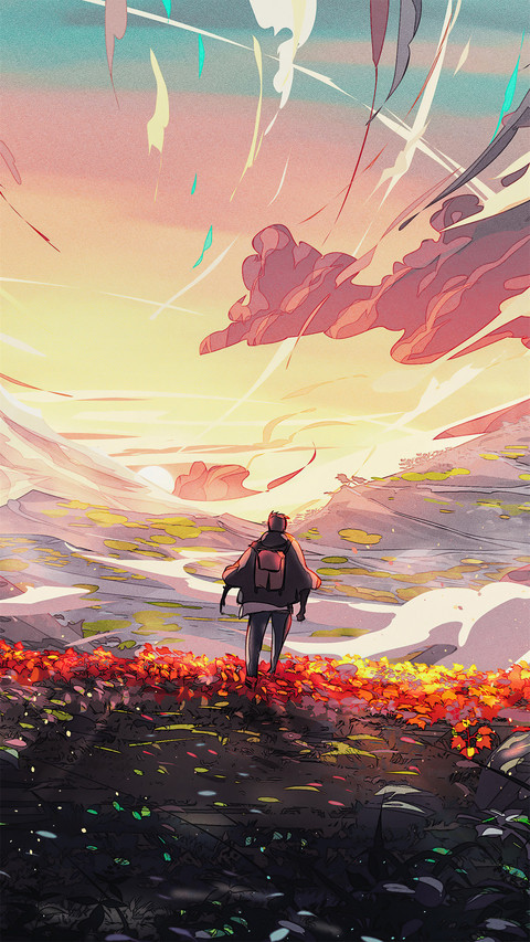 A Fantasy Boy Standing Alone in The Flower Field screenshot