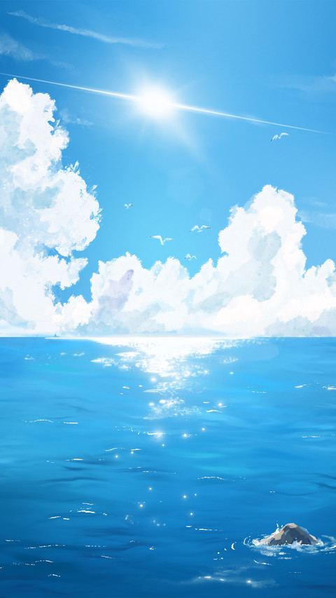 Illustrations of summer seaside scenery screenshot