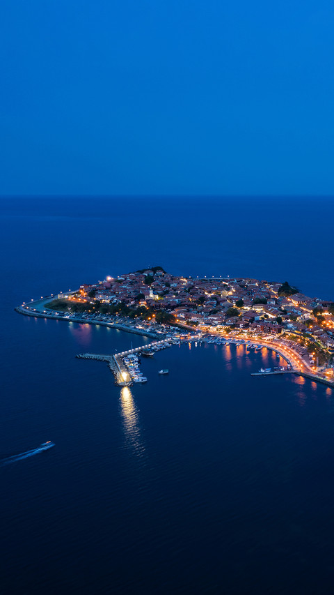 View of drone to the sea town Nessebar on Black Sea screenshot