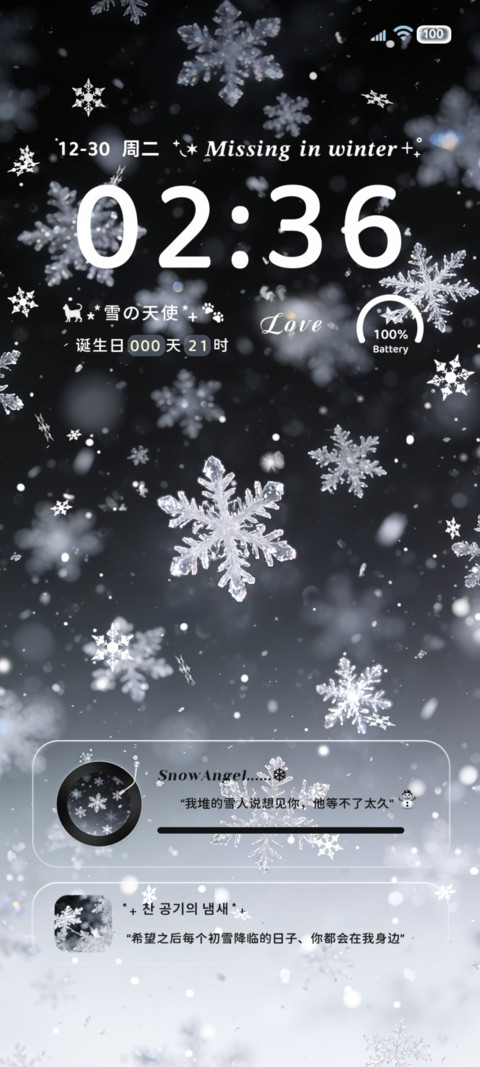 重感光栅 冬日雪花 screenshot