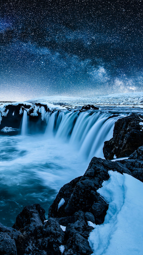 Glacier Waterfall Under The Stars screenshot