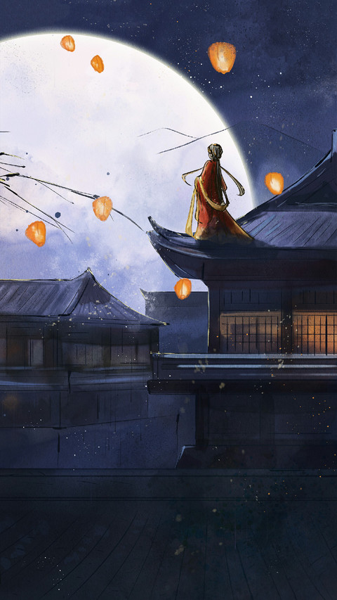 The Girl Standing on The Roof in The Moonlight screenshot