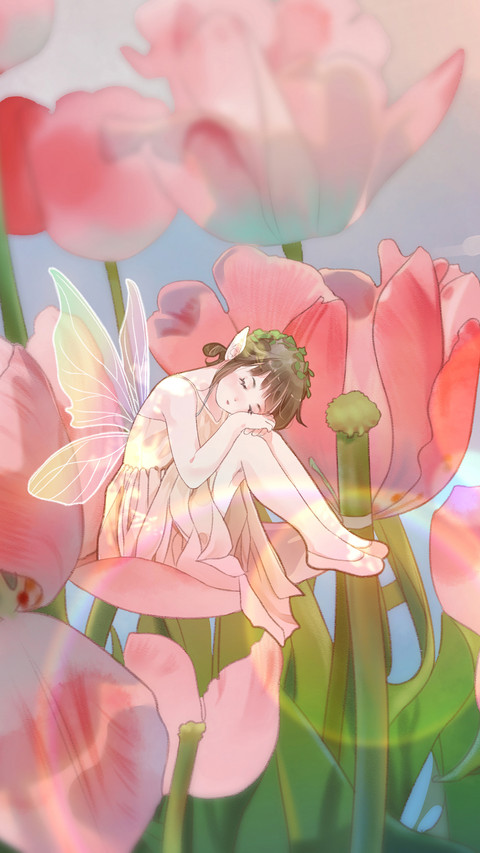 Elf Resting on The Flowers screenshot