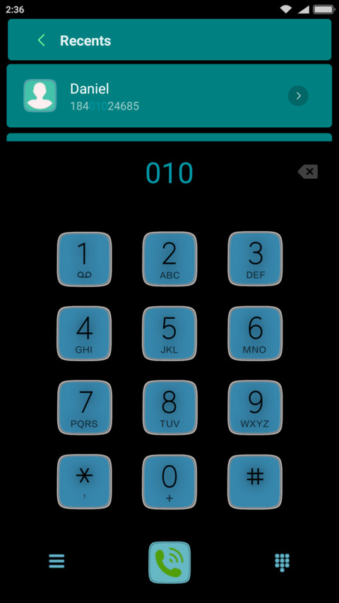 Black Teal UI screenshot