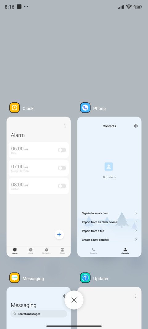 Classic light blue screenshot