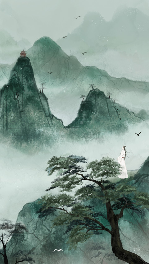 Man in A White Robe Stands on The Top of The Mountain screenshot