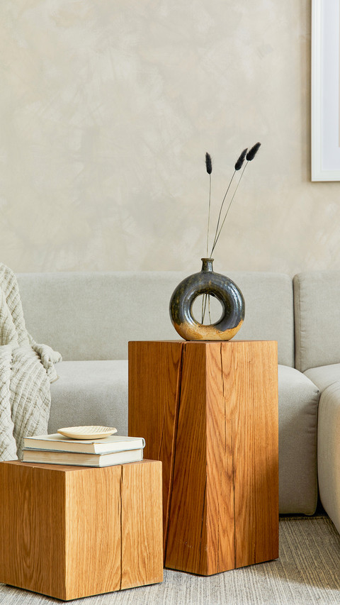 Creative design of stylish modern living room with grey sofa screenshot