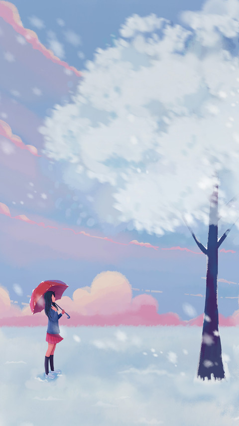 The Girl is Holding An Umbrella in The Snow screenshot