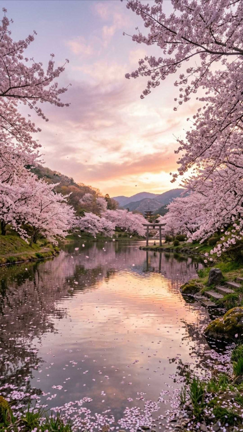Cherry Blossom Lake with the beauty of nature screenshot