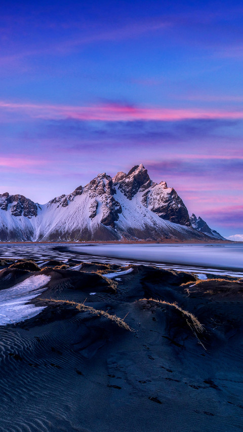 Famous Stokksness beach in Iceland during sunset screenshot