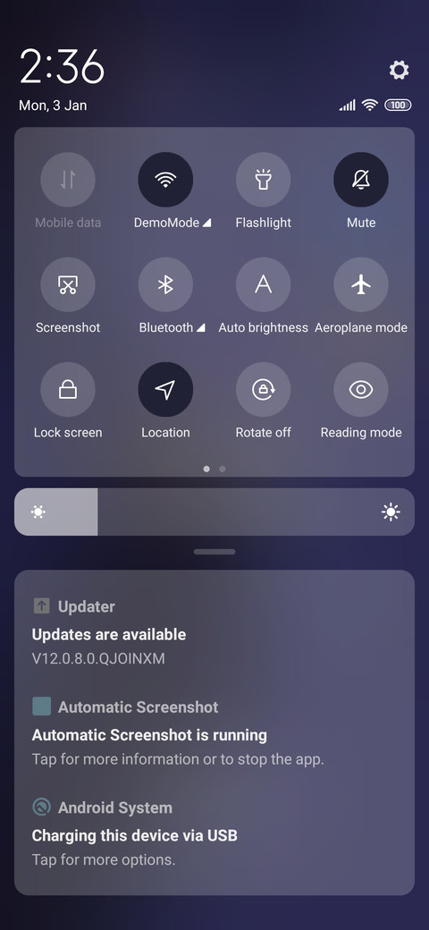 Purple-black clock screenshot