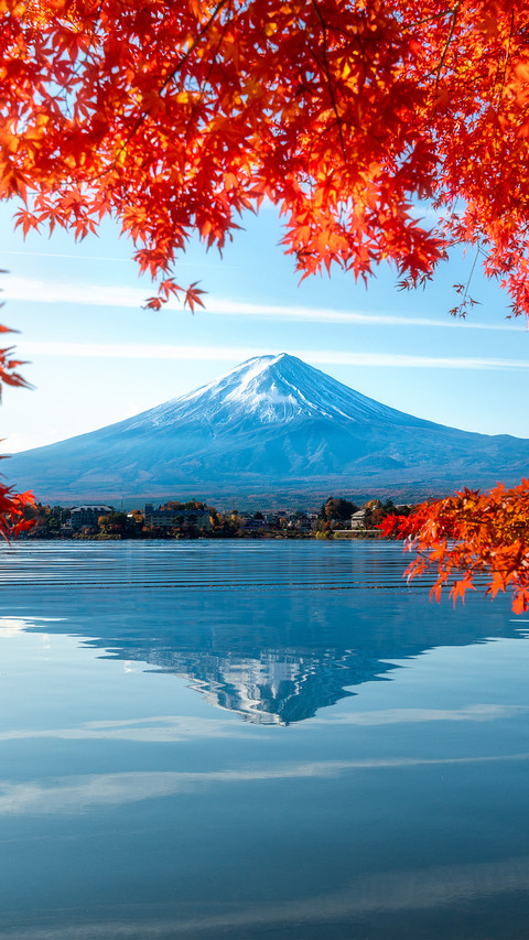 Mount fuji and red maple leaves in japan screenshot