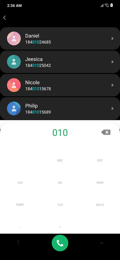 One UI gelap screenshot