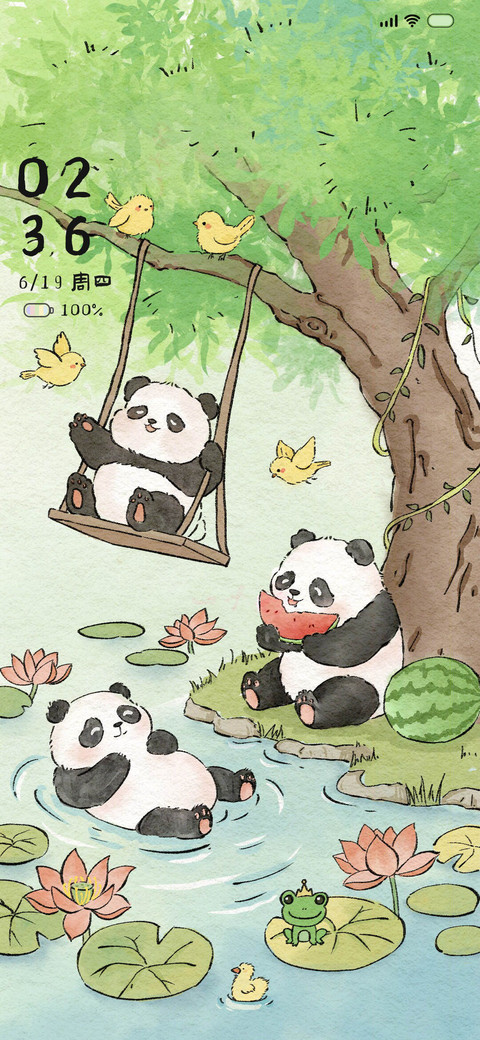 国风荷塘熊猫 screenshot