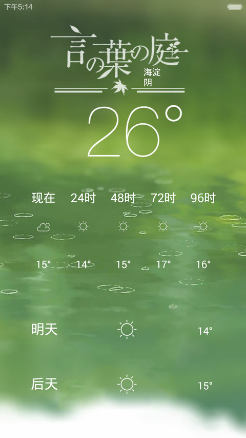 言叶之庭（天气锁屏+三锁屏+音乐界面+自由桌面） screenshot