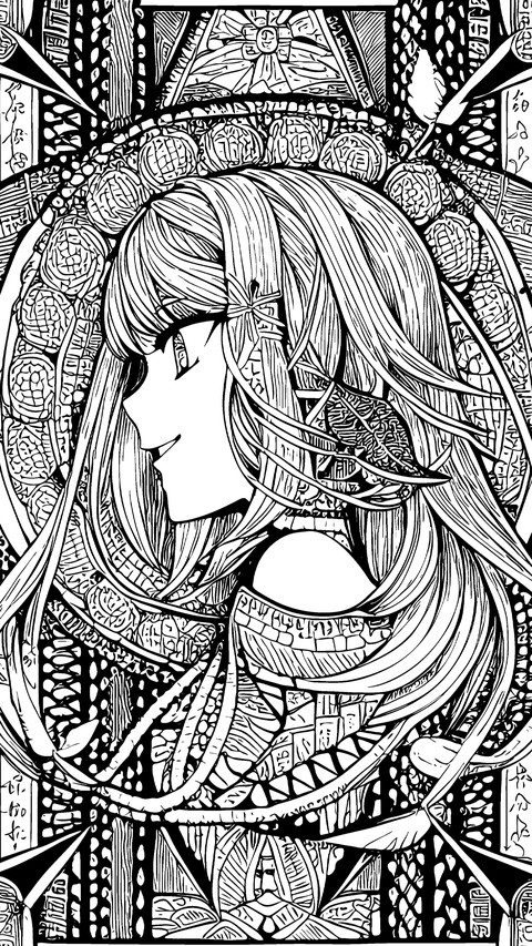 Black and white anime beauty illustration screenshot