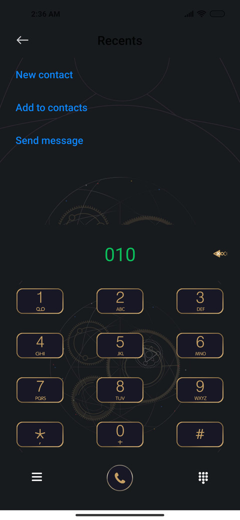 Business dial screenshot