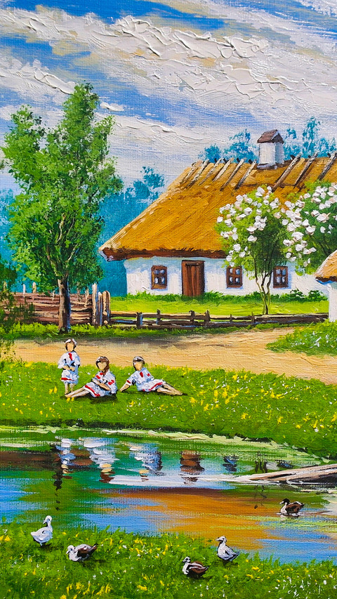 Rural Countryside Farmland Oil Painting screenshot