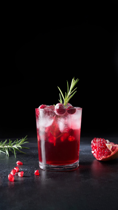 Cocktail with Rosemary, Champagne, Club Soda on Black Table screenshot