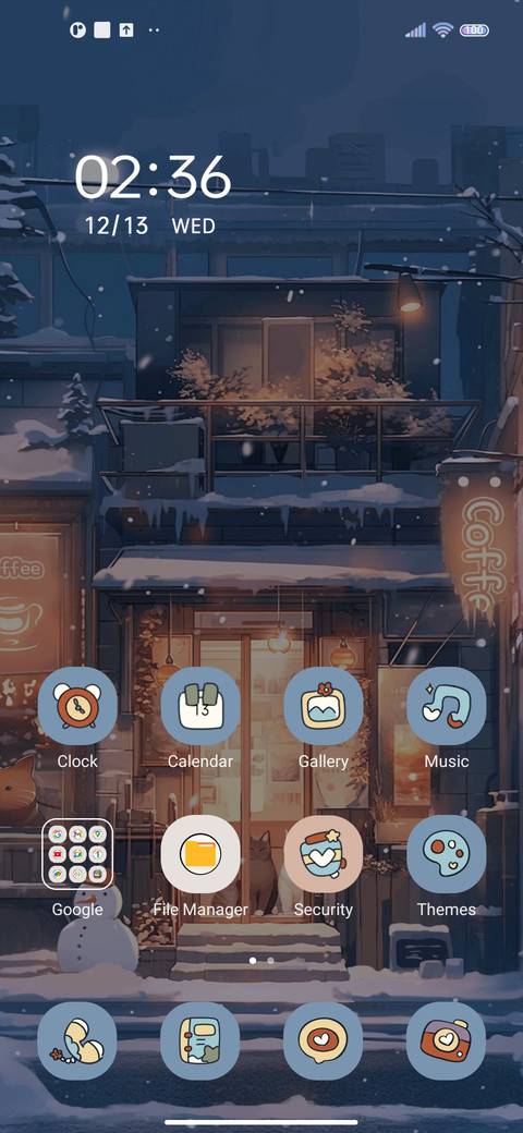 Winter coffee cat screenshot