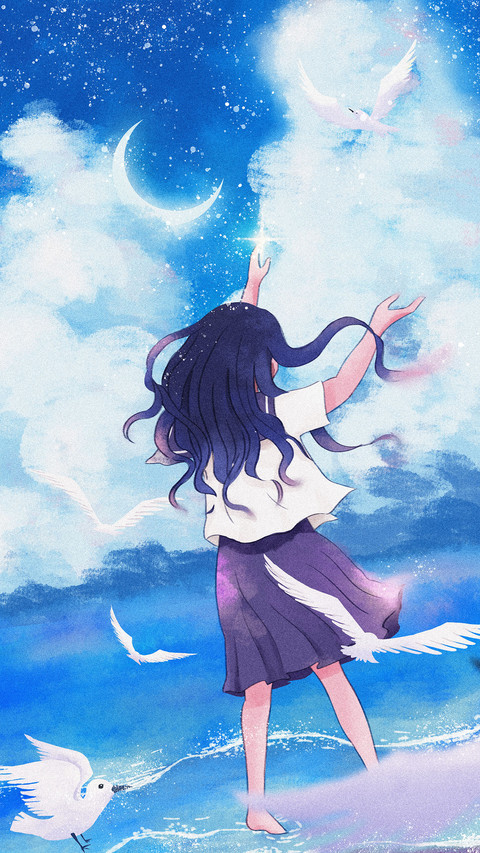 Girl Dancing With The Birds on The Beach screenshot