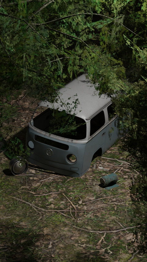 the car in forest screenshot