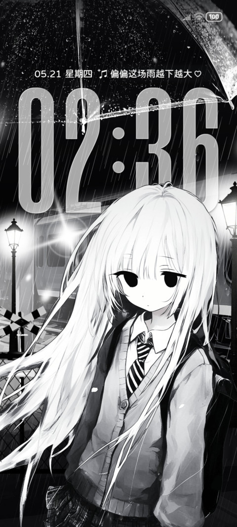 黑白忧郁雨夜心绪 screenshot