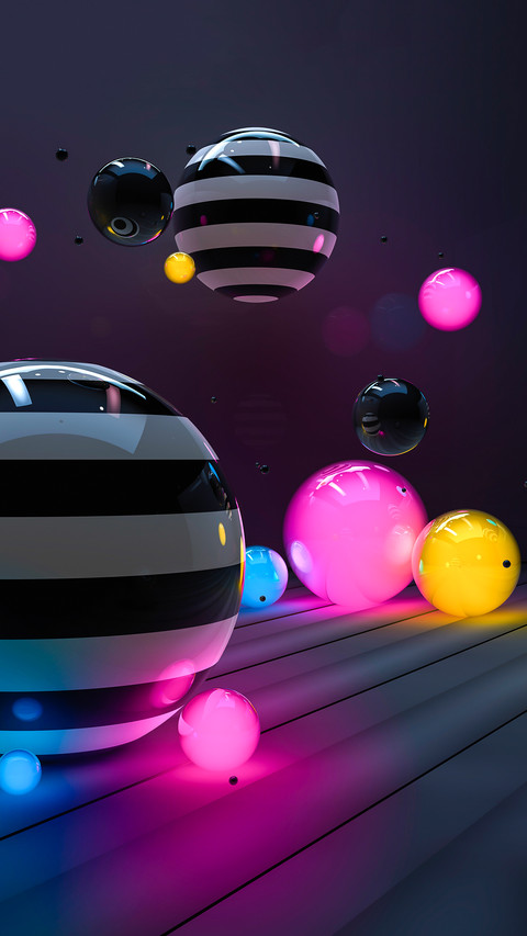 Abstract glowing colorful spheres screenshot