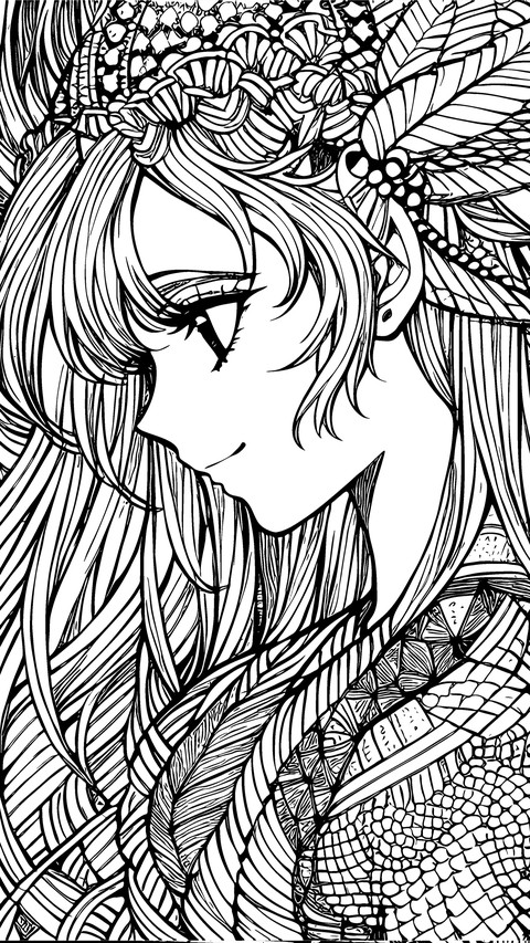 Black and white anime beauty illustration screenshot