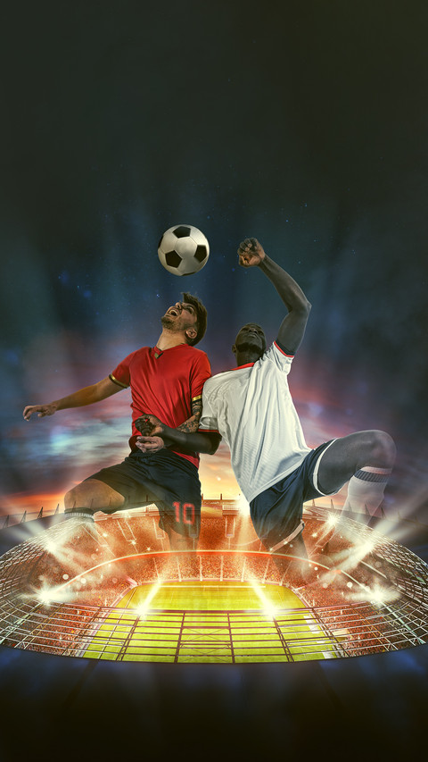 Game action with players above the soccer stadium screenshot
