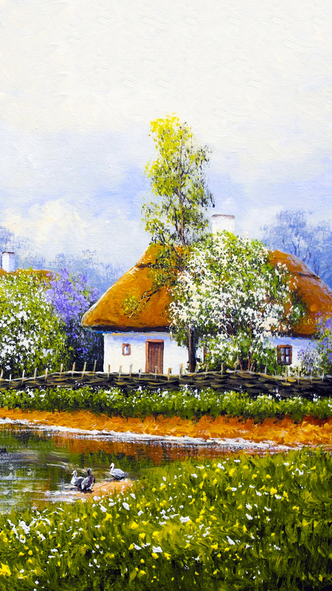 Rural Countryside Farmland Oil Painting screenshot