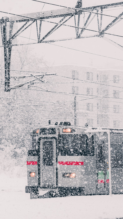 Snowy train at Ozurume Station screenshot