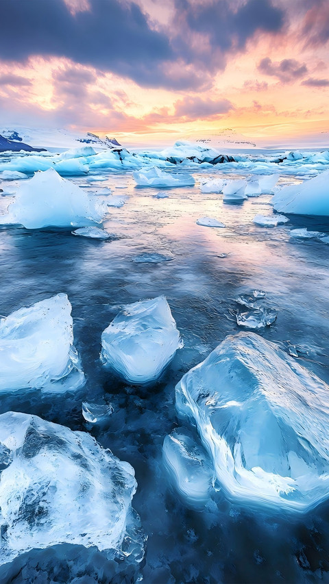 Sunset icebergs and floating ice screenshot