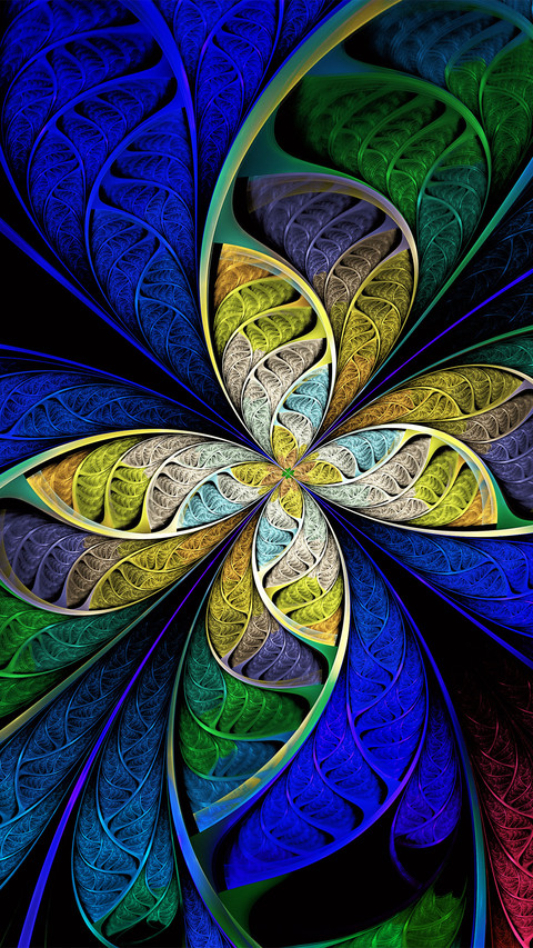 A fractal pattern surrounded by blue screenshot