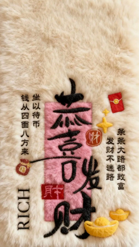 毛茸茸文字好运壁纸-锐景创意 screenshot